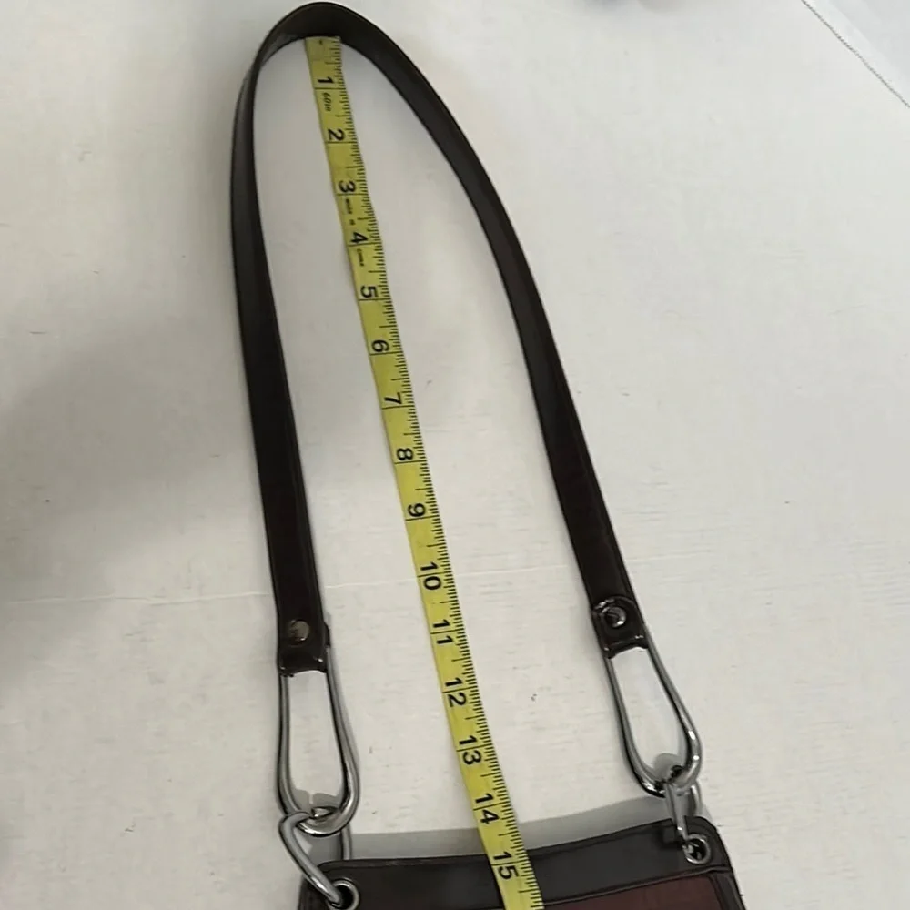 Vintage Marc Chantal Brown Croc Bag Purse Crossbody Retro Patent Faux Leather